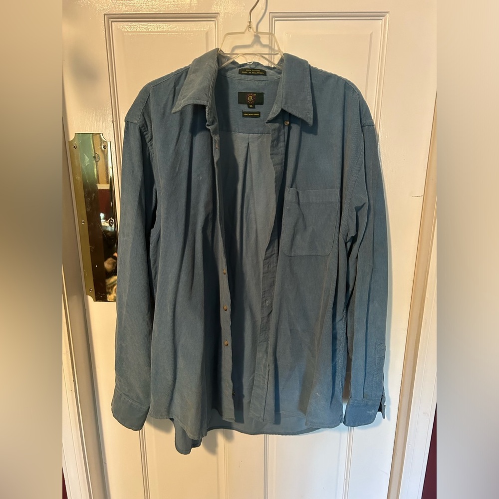 Club Room light blue Courderoy men’s button down shirt size XL vintage